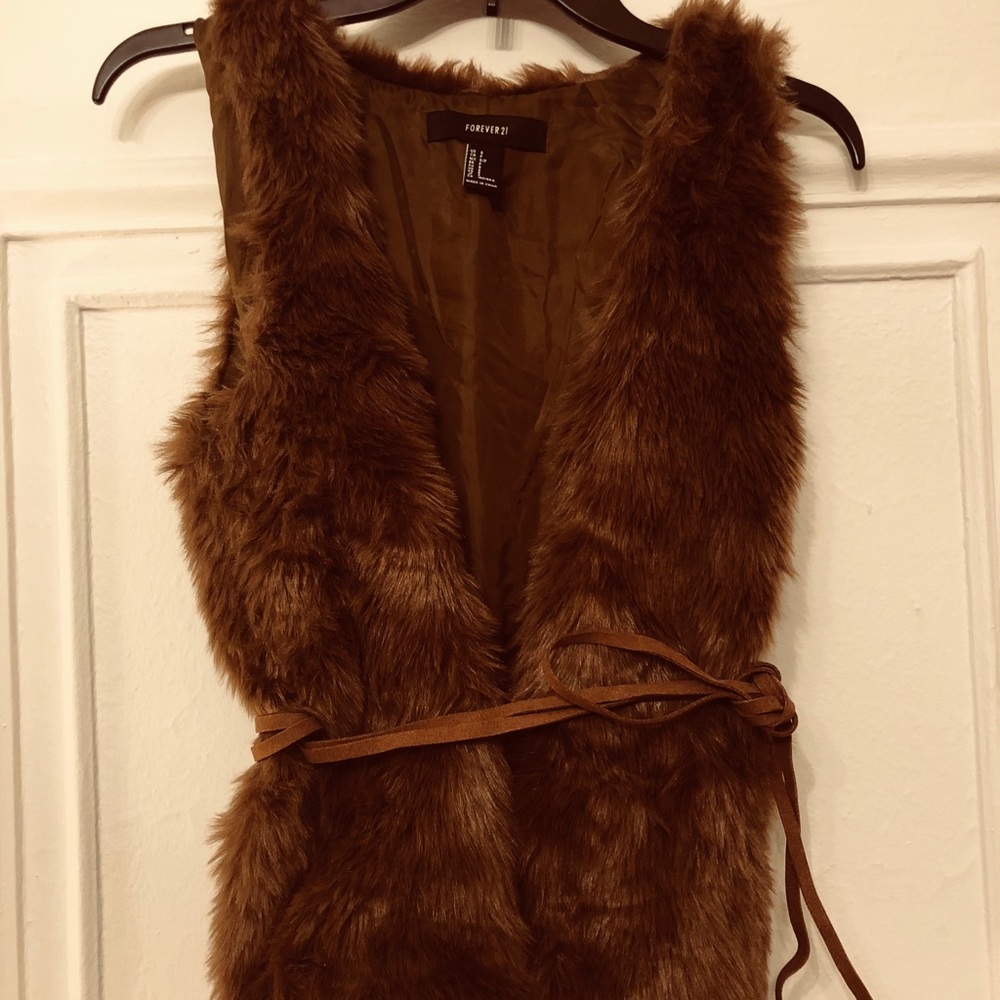 Brown fuzzy vest